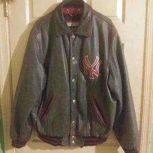 Vintage red and gray leather Yankees jacket by Mir